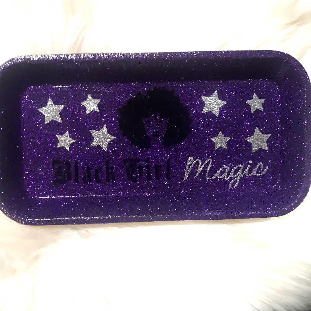 Purple "Black Girl Magic" Rolling Tray